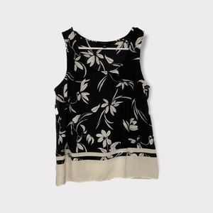 Banana Republic Black and White Flower Sheer Top